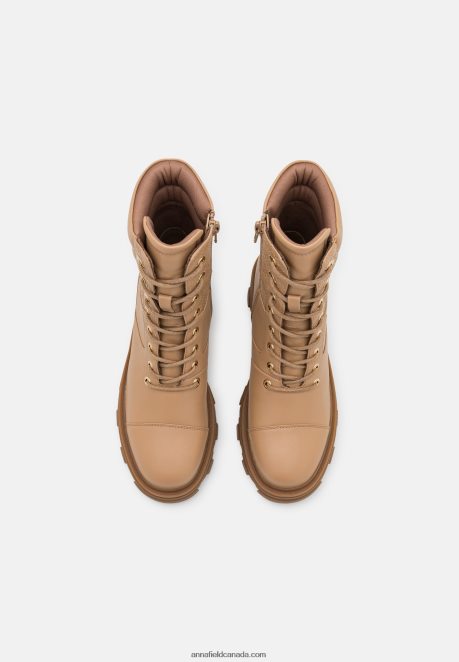 Anna Field Women Lace-Up Ankle Boots Beige H42J4Z2039