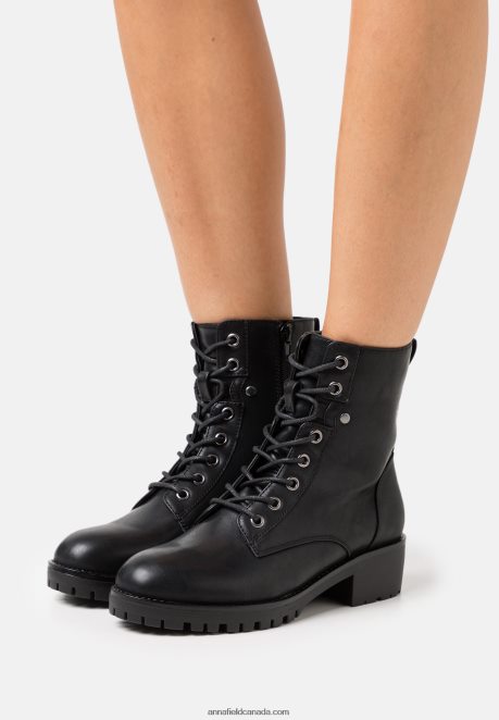 Anna Field Women Lace-Up Ankle Boots Black H42J4Z2013