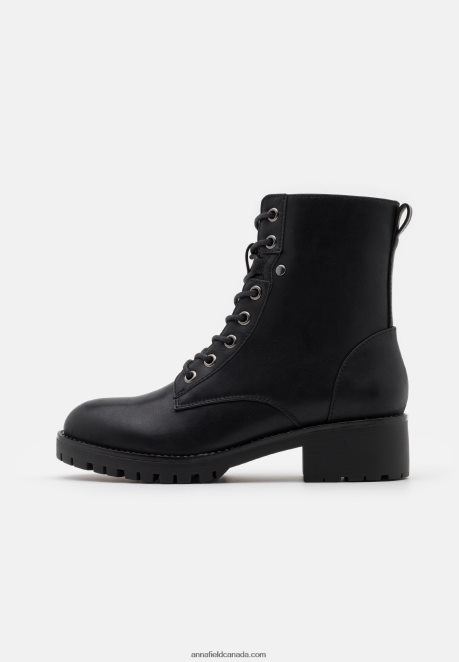 Anna Field Women Lace-Up Ankle Boots Black H42J4Z2013