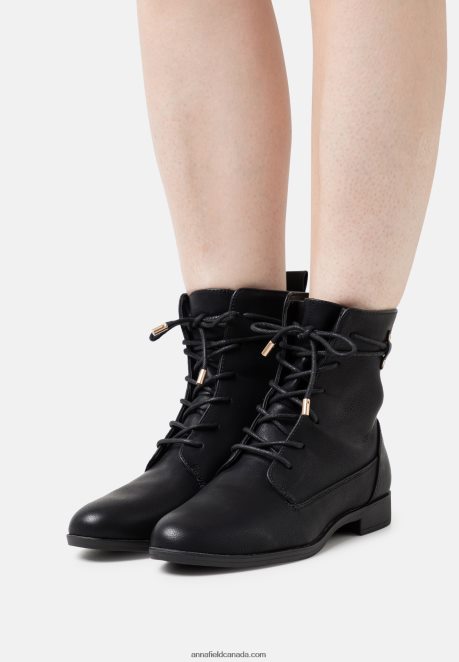 Anna Field Women Lace-Up Ankle Boots Black H42J4Z2016