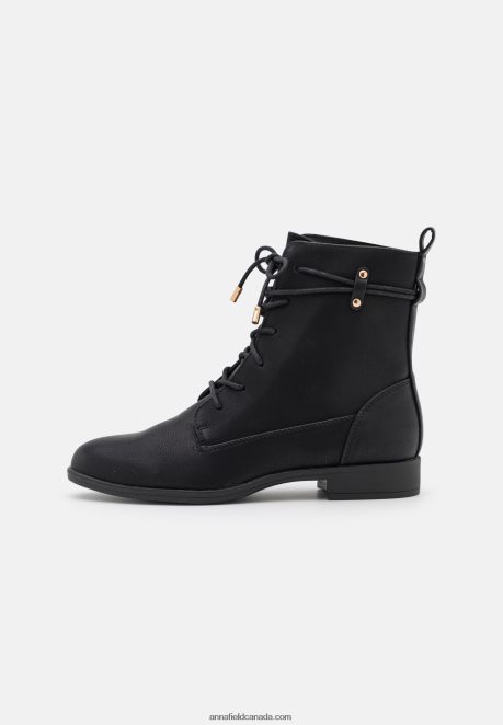 Anna Field Women Lace-Up Ankle Boots Black H42J4Z2016