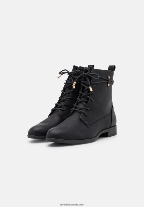 Anna Field Women Lace-Up Ankle Boots Black H42J4Z2016