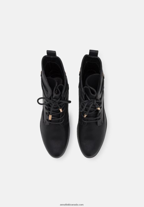 Anna Field Women Lace-Up Ankle Boots Black H42J4Z2016