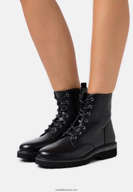 Anna Field Women Lace-Up Ankle Boots Black H42J4Z2019