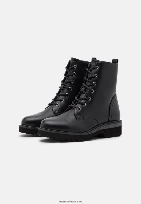 Anna Field Women Lace-Up Ankle Boots Black H42J4Z2019
