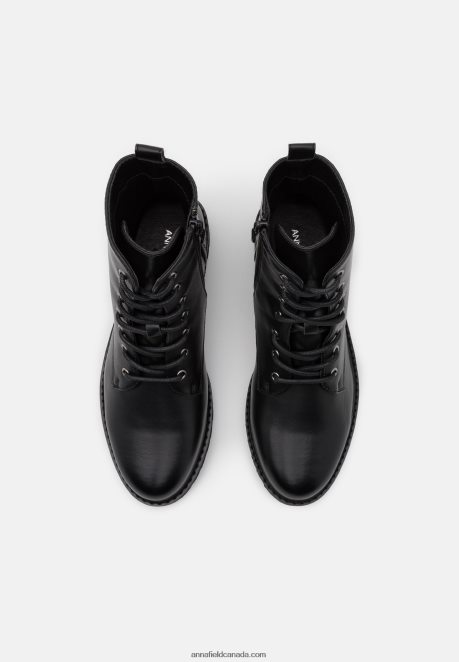 Anna Field Women Lace-Up Ankle Boots Black H42J4Z2019