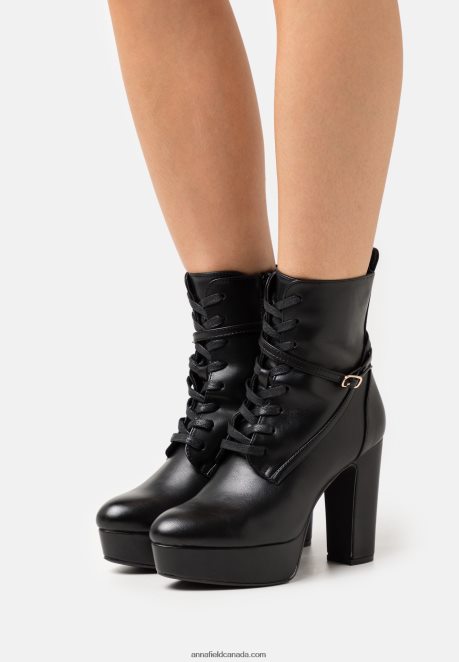 Anna Field Women Lace-Up Ankle Boots Black H42J4Z2020