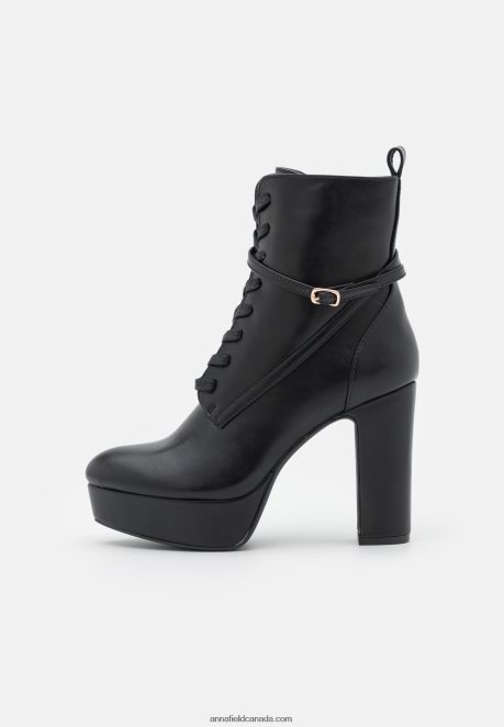 Anna Field Women Lace-Up Ankle Boots Black H42J4Z2020