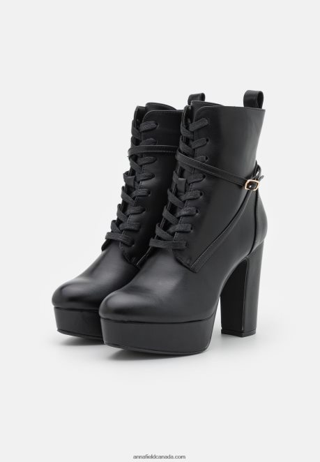 Anna Field Women Lace-Up Ankle Boots Black H42J4Z2020
