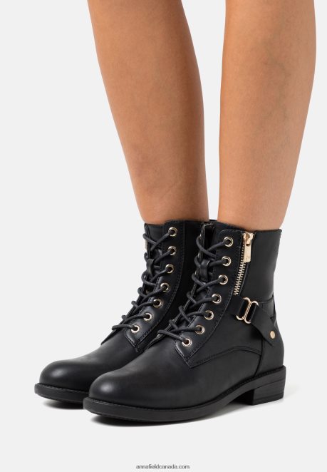 Anna Field Women Lace-Up Ankle Boots Black H42J4Z2025