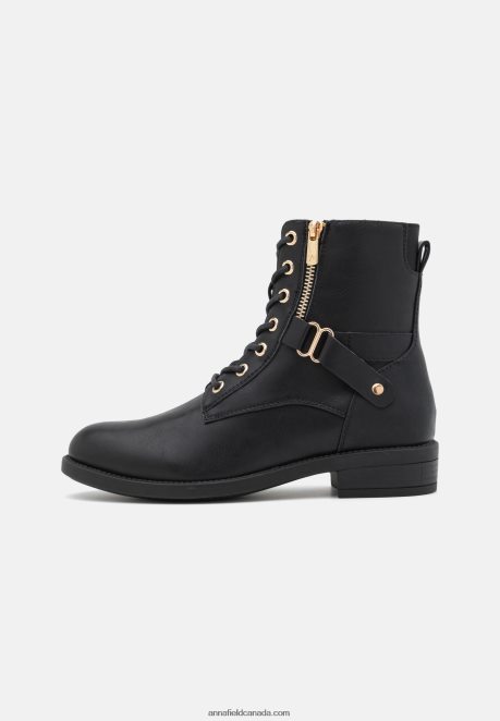 Anna Field Women Lace-Up Ankle Boots Black H42J4Z2025