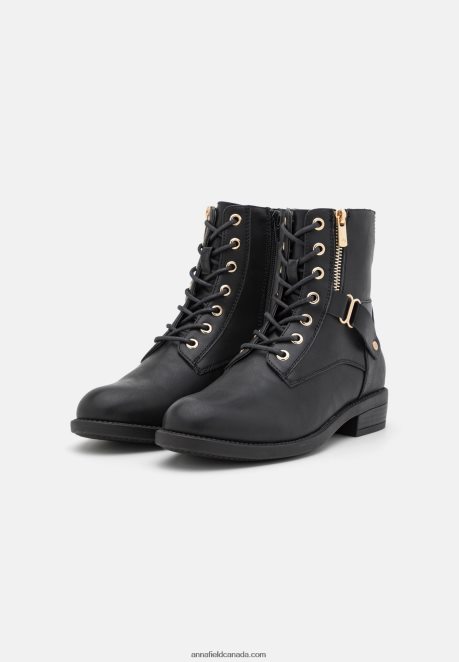 Anna Field Women Lace-Up Ankle Boots Black H42J4Z2025