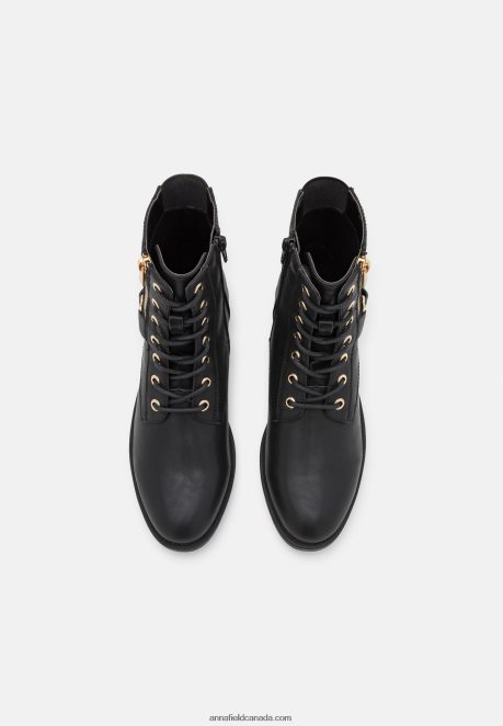 Anna Field Women Lace-Up Ankle Boots Black H42J4Z2025