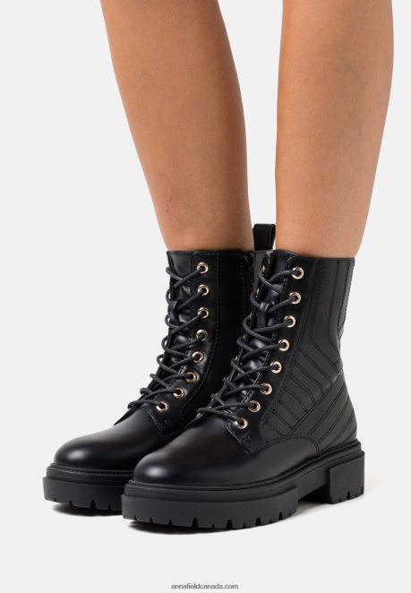 Anna Field Women Lace-Up Ankle Boots Black H42J4Z2027