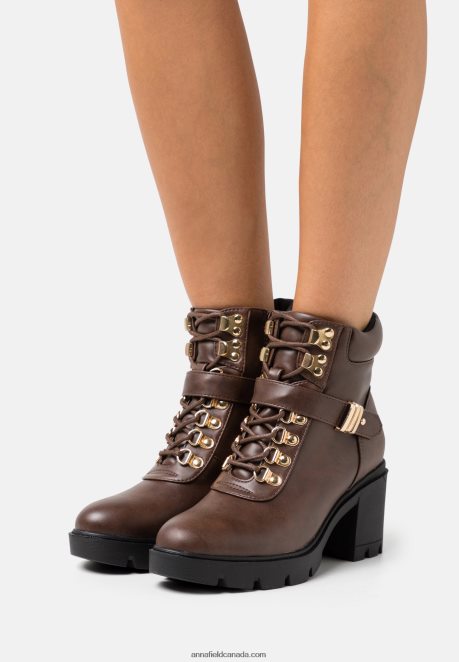 Anna Field Women Lace-Up Ankle Boots Brown H42J4Z1921