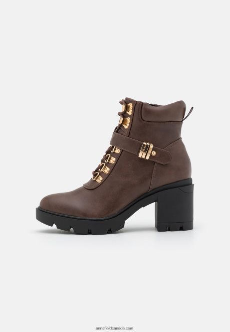 Anna Field Women Lace-Up Ankle Boots Brown H42J4Z1921