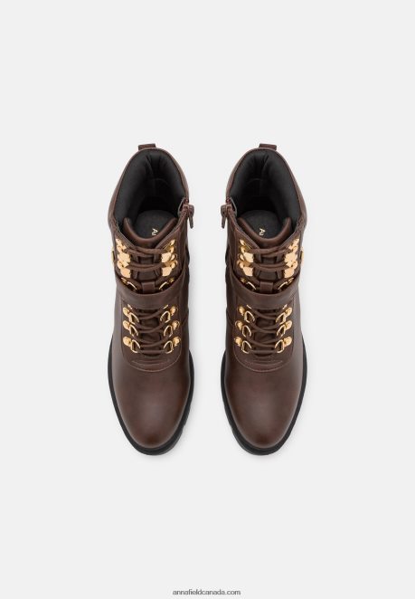 Anna Field Women Lace-Up Ankle Boots Brown H42J4Z1921