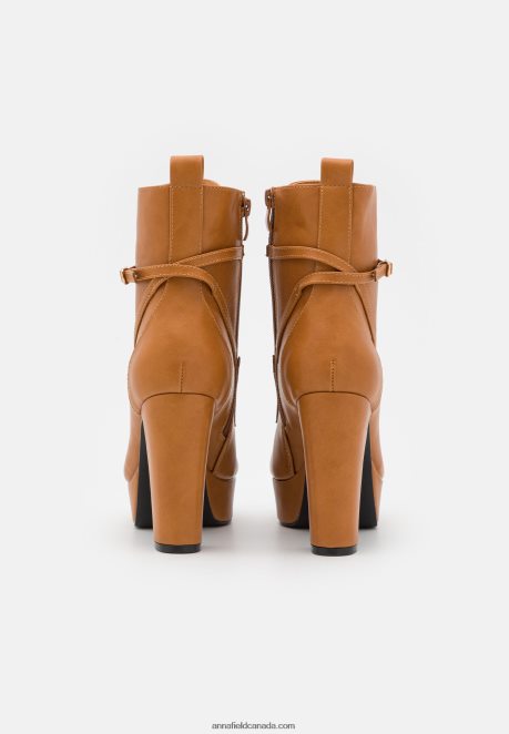 Anna Field Women Lace-Up Ankle Boots Cognac H42J4Z2031