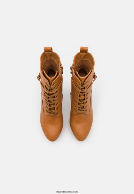 Anna Field Women Lace-Up Ankle Boots Cognac H42J4Z2031