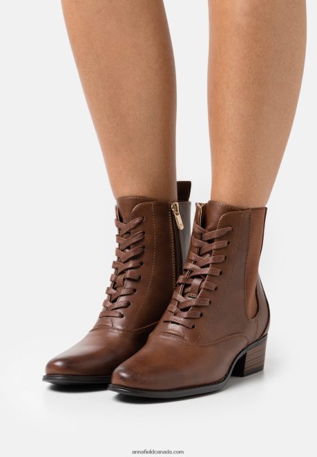 Anna Field Women Lace-Up Ankle Boots Cognac H42J4Z2042