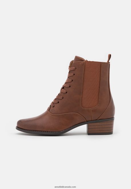 Anna Field Women Lace-Up Ankle Boots Cognac H42J4Z2042