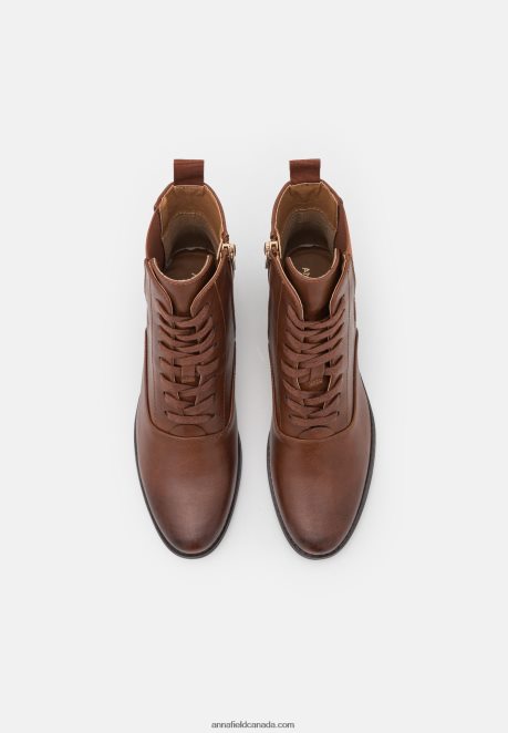 Anna Field Women Lace-Up Ankle Boots Cognac H42J4Z2042