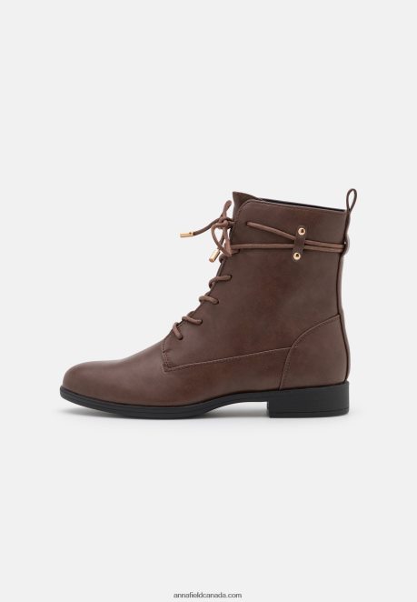 Anna Field Women Lace-Up Ankle Boots Dark Brown H42J4Z2014