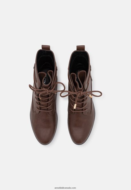 Anna Field Women Lace-Up Ankle Boots Dark Brown H42J4Z2014