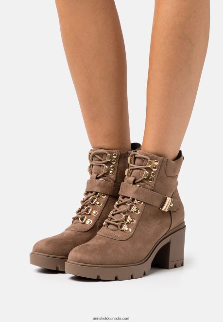 Anna Field Women Lace-Up Ankle Boots Taupe H42J4Z1907