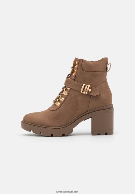 Anna Field Women Lace-Up Ankle Boots Taupe H42J4Z1907