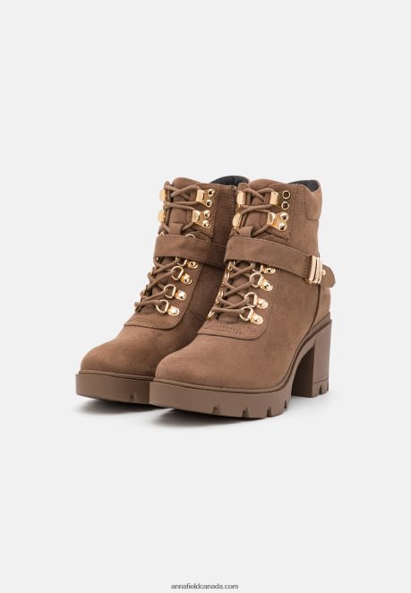 Anna Field Women Lace-Up Ankle Boots Taupe H42J4Z1907