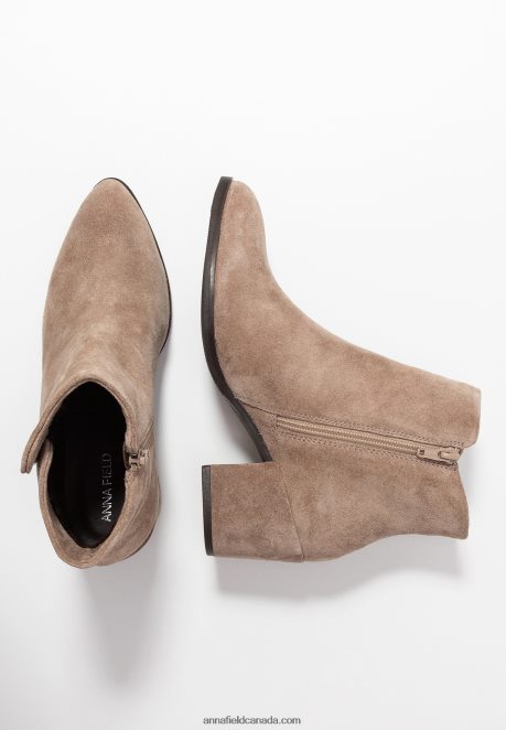 Anna Field Women Leather Ankle Boots Beige H42J4Z1931