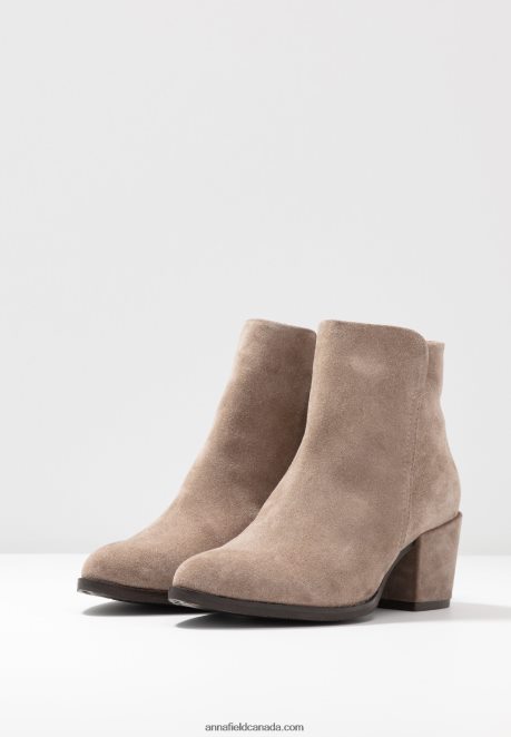 Anna Field Women Leather Ankle Boots Beige H42J4Z1931