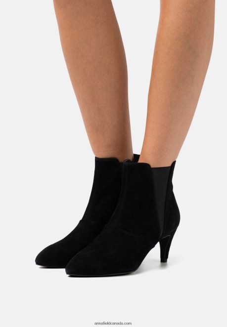 Anna Field Women Leather Ankle Boots Black H42J4Z1959