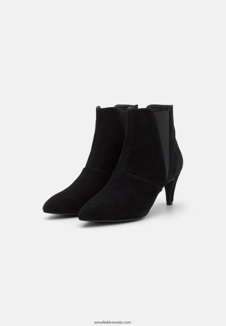 Anna Field Women Leather Ankle Boots Black H42J4Z1959