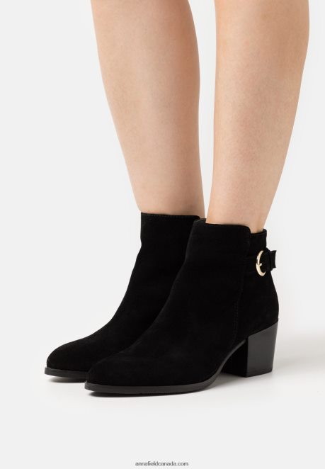 Anna Field Women Leather Ankle Boots Black H42J4Z1964