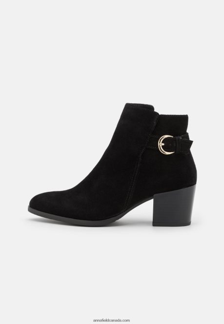 Anna Field Women Leather Ankle Boots Black H42J4Z1964