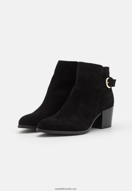 Anna Field Women Leather Ankle Boots Black H42J4Z1964