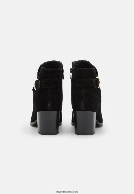 Anna Field Women Leather Ankle Boots Black H42J4Z1964