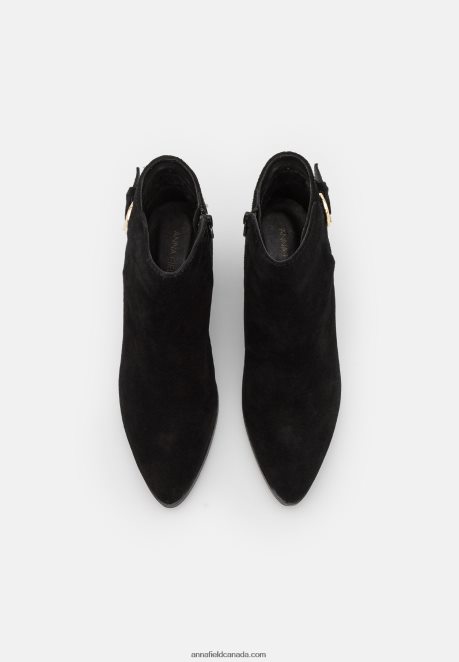 Anna Field Women Leather Ankle Boots Black H42J4Z1964