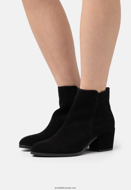Anna Field Women Leather Ankle Boots Black H42J4Z1978