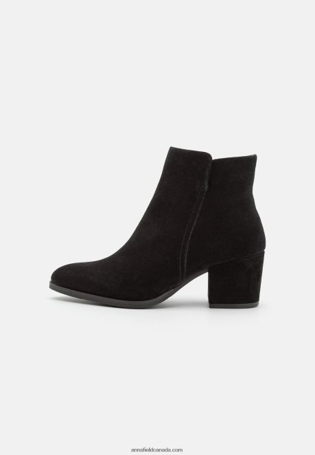 Anna Field Women Leather Ankle Boots Black H42J4Z1978