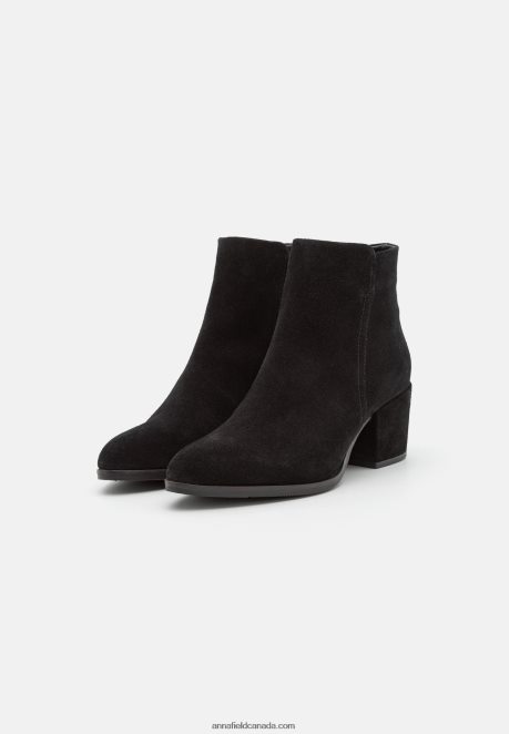 Anna Field Women Leather Ankle Boots Black H42J4Z1978