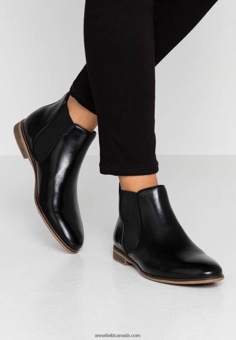 Anna Field Women Leather Ankle Boots Black H42J4Z2002