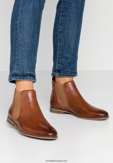Anna Field Women Leather Ankle Boots Cognac H42J4Z1905