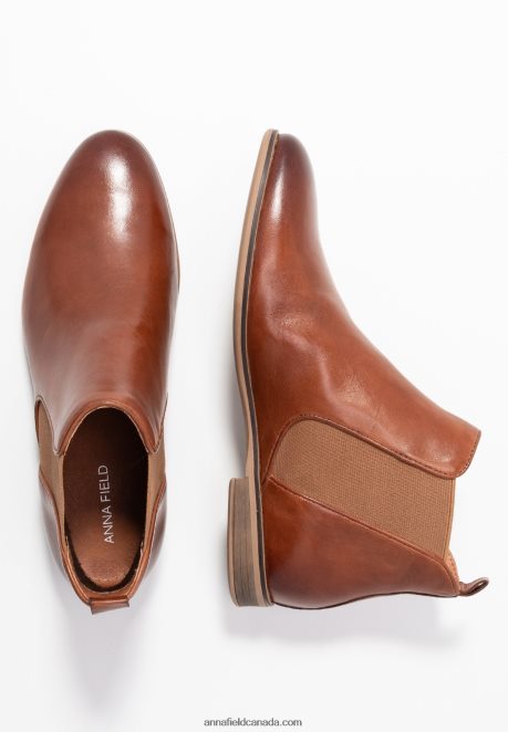 Anna Field Women Leather Ankle Boots Cognac H42J4Z1905