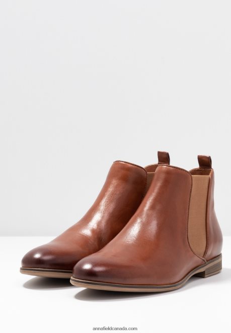 Anna Field Women Leather Ankle Boots Cognac H42J4Z1905
