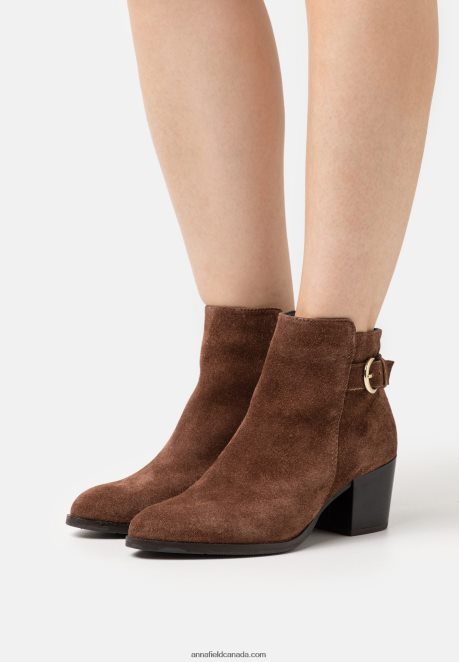 Anna Field Women Leather Ankle Boots Cognac H42J4Z1935