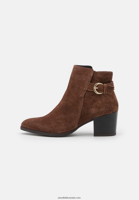Anna Field Women Leather Ankle Boots Cognac H42J4Z1935