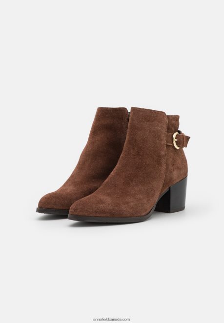 Anna Field Women Leather Ankle Boots Cognac H42J4Z1935